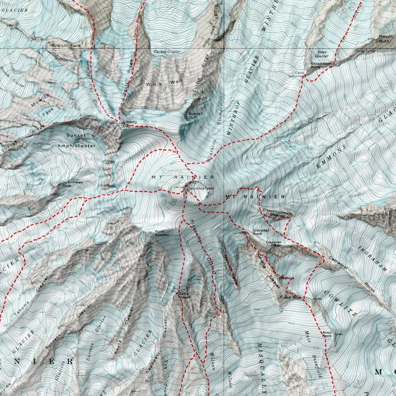 Mt Rainier Mountaineer s Map WA Paper Cairns