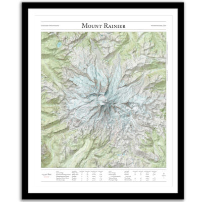 Mt. Rainier mountaineering map framed