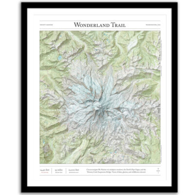 Framed Wonderland Trail map