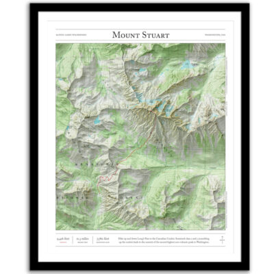 Mt. Stuart Cascadian Couloir map framed