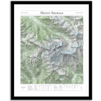 Mt. Shuksan Mountaineer's map framed