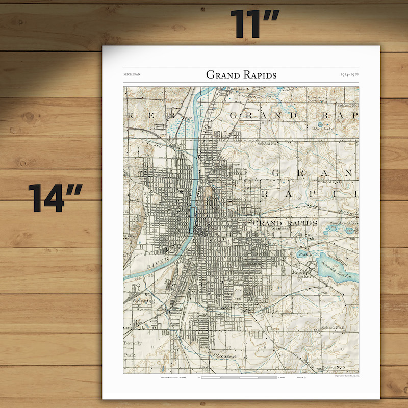 Grand Rapids, MI – Trail map prints – Paper Cairns