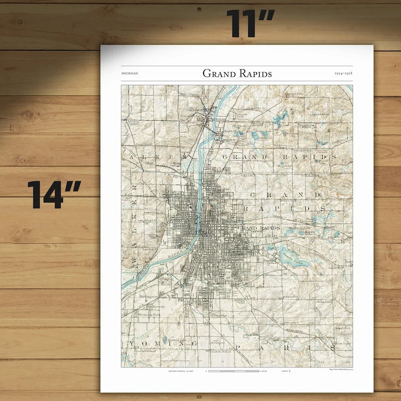Grand Rapids, MI – Trail map prints – Paper Cairns