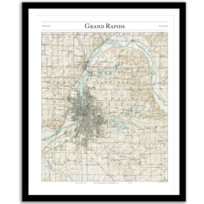Grand Rapids historic map framed