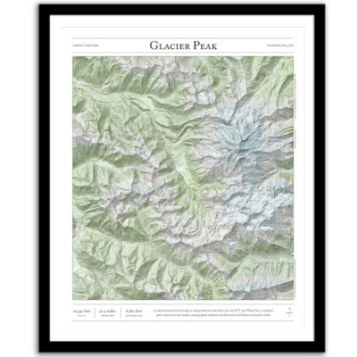Glacier Peak mountaineer's map framed