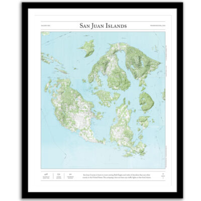 Map of all San Juan Islands framed