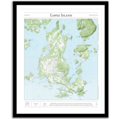 Lopez Island map framed