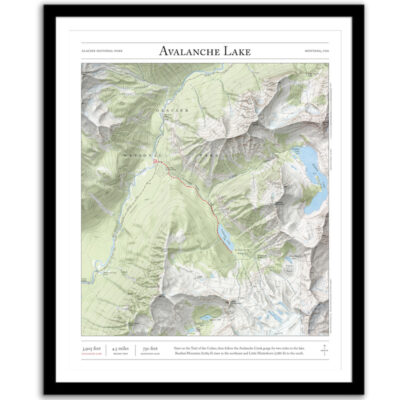 Avalanche Lake map framed