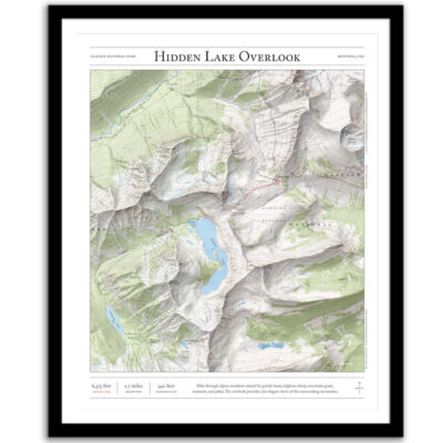 Hidden Lake map framed