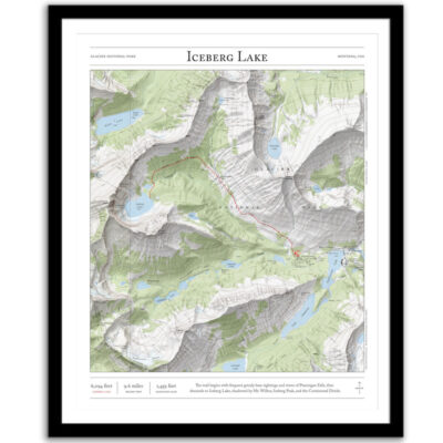 Iceberg Lake map framed