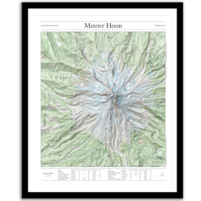 Mt. Hood mountaineer's map framed