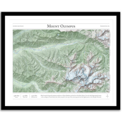 Mt. Olympus mountaineer's map framed