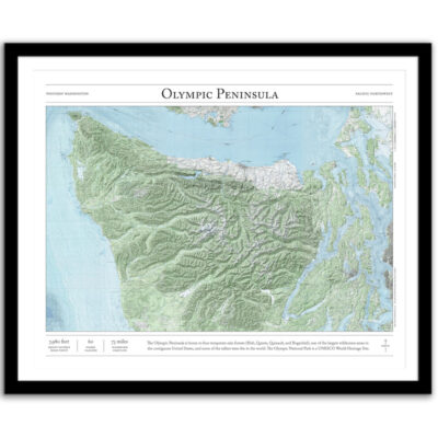 Map of the Olympic Peninsula framed