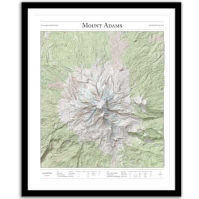 Map of Mount Adams - framed