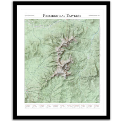 Presidential Traverse map - framed