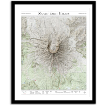 Framed Mt. St. Helens mountaineer's map