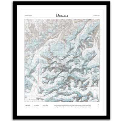 Framed map of Denali