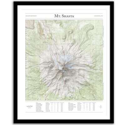 Framed Mountaineer’s Map of Mt. Shasta